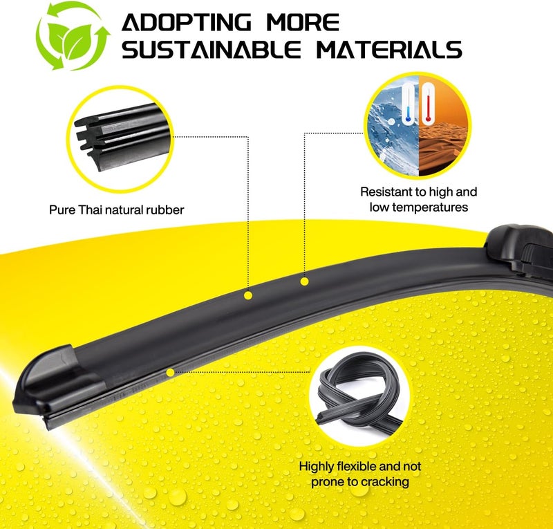 DOG TAIL DOGTAIL 24''+ 19'' Wiper Blades for Toyota Camry 2002-2006 Solara 2004-2008 Ford Fusion 2006-2012, All Season Automotive Replacement OEM Windshield Wiper Blades for My Car J-Hook - Image 2